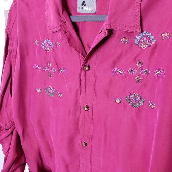 Vintage silk embroidered blouse - Picture 3 of 13